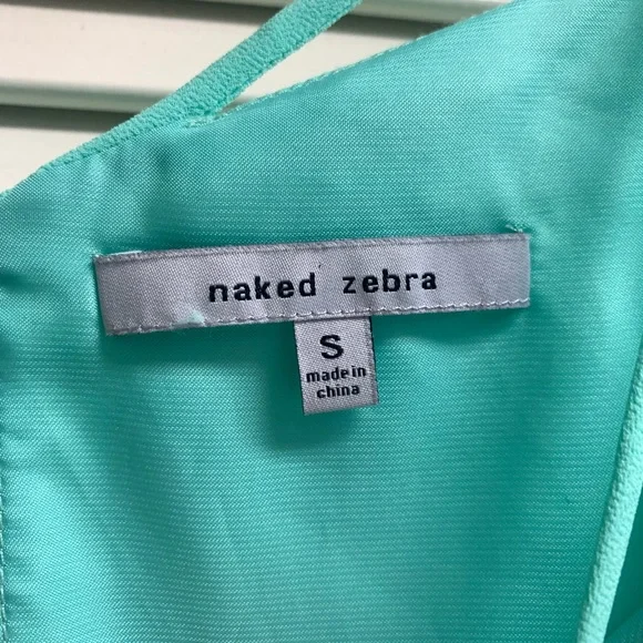 Naked Zebra Teal Spaghetti Strap Dress - Picture 3 of 6